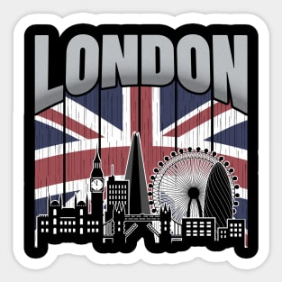 London United Kingdom Skyline Vintage Flag Sticker